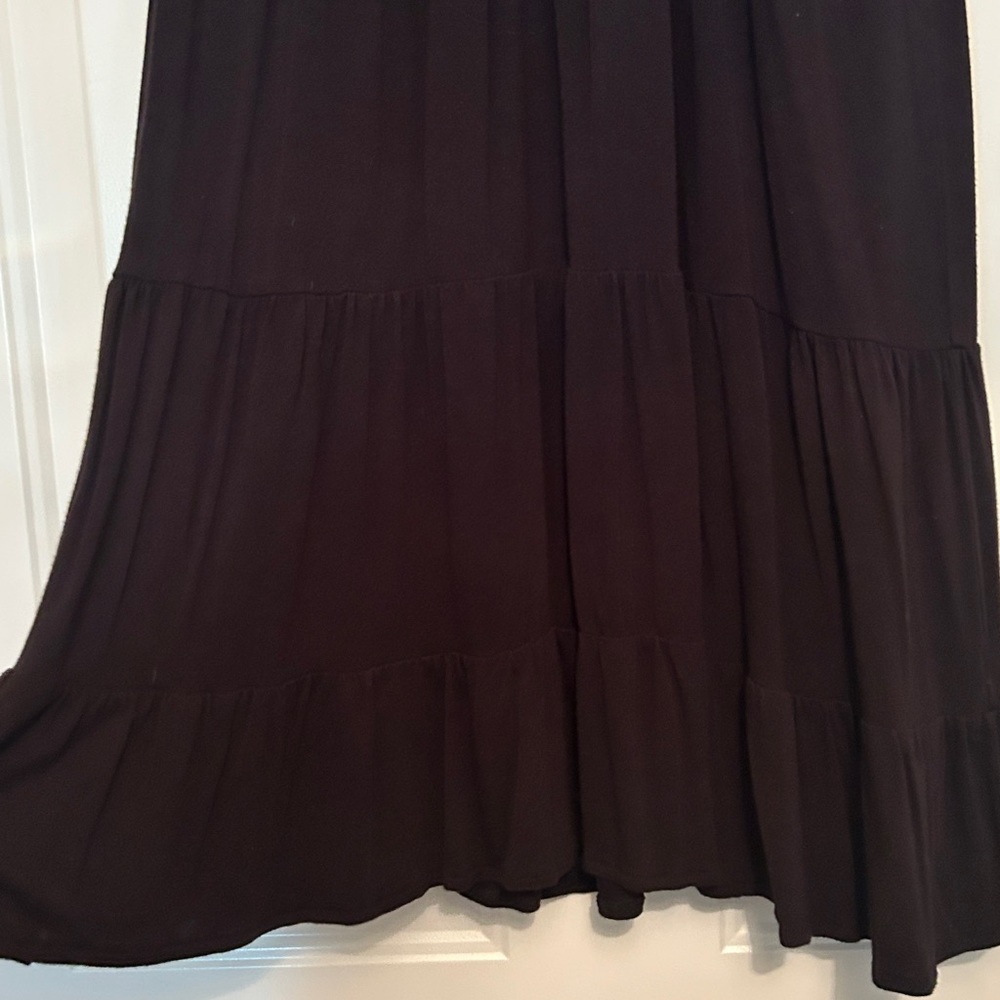 CAITE Shift Embroidered Dress L Black Floral Neckline Ruffle Feminine Boho - Picture 5 of 10